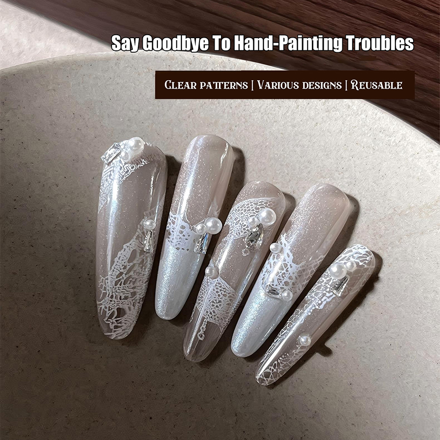 rnme-69 lace ribbon nail stamping plate