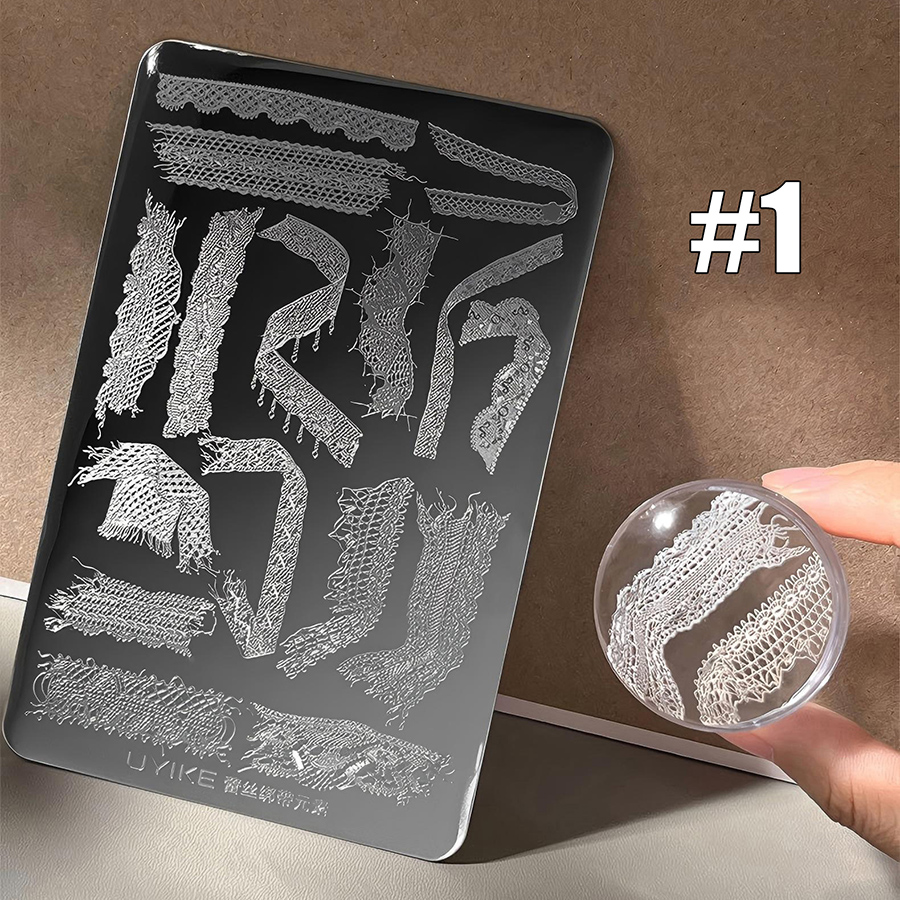 rnme-69 lace ribbon nail stamping plate