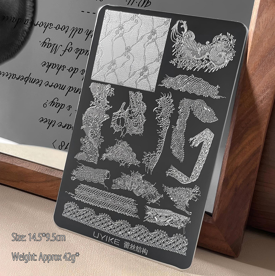 rnme-69 lace ribbon nail stamping plate