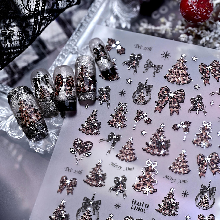 itu-1484/1485/1486 5d bowknot christmas tree nail art stickers