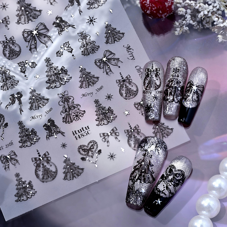 itu-1484/1485/1486 5d bowknot christmas tree nail art stickers