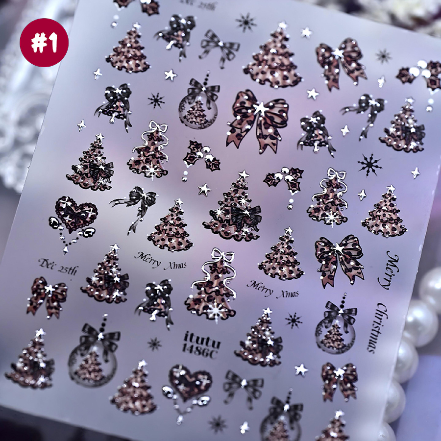itu-1484/1485/1486 5d bowknot christmas tree nail art stickers