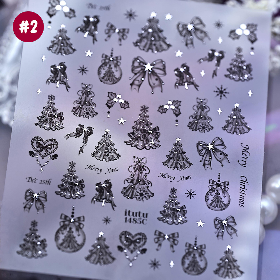 itu-1484/1485/1486 5d bowknot christmas tree nail art stickers