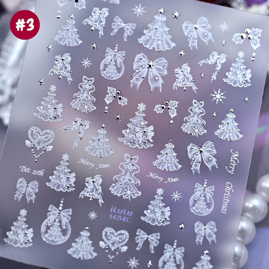 itu-1484/1485/1486 5d bowknot christmas tree nail art stickers