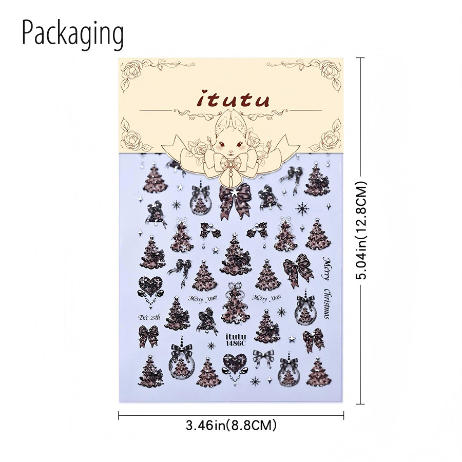 itu-1484/1485/1486 5d bowknot christmas tree nail art stickers