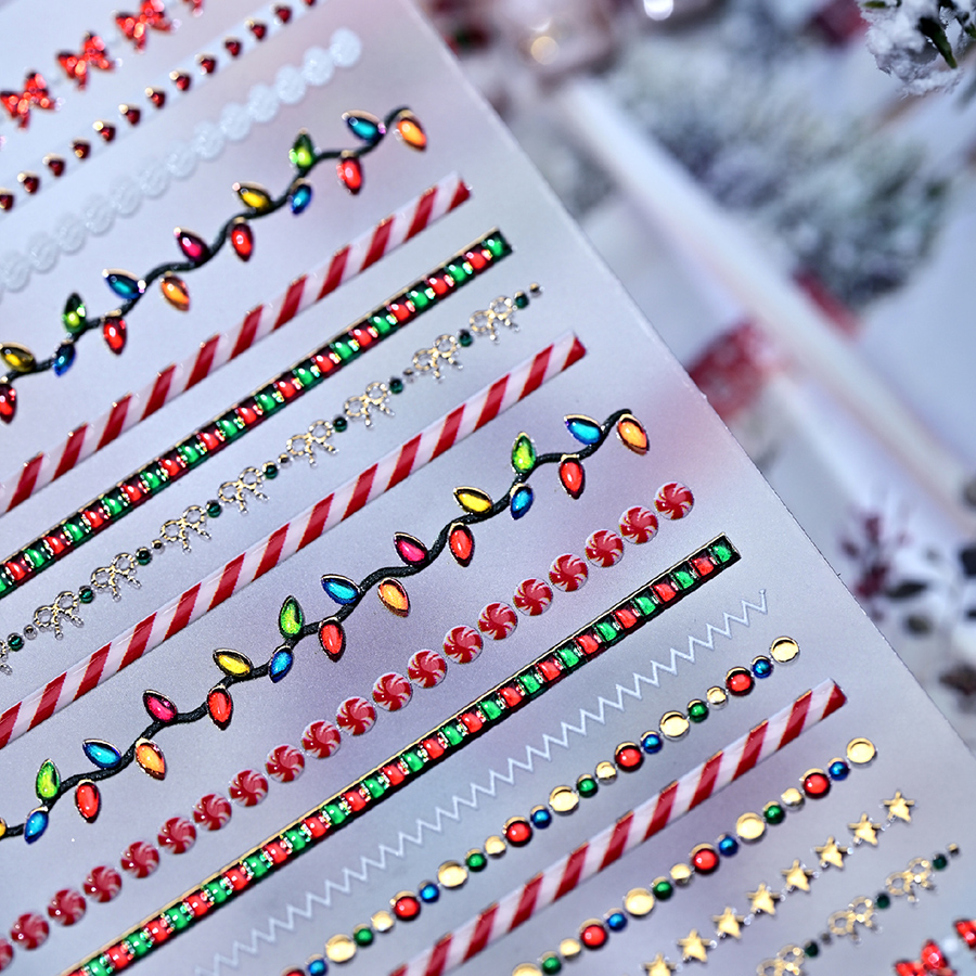 itu-1487e christmas ring embossed long nail stickers