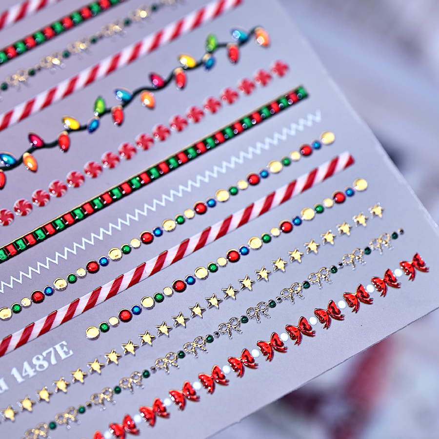 itu-1487e christmas ring embossed long nail stickers