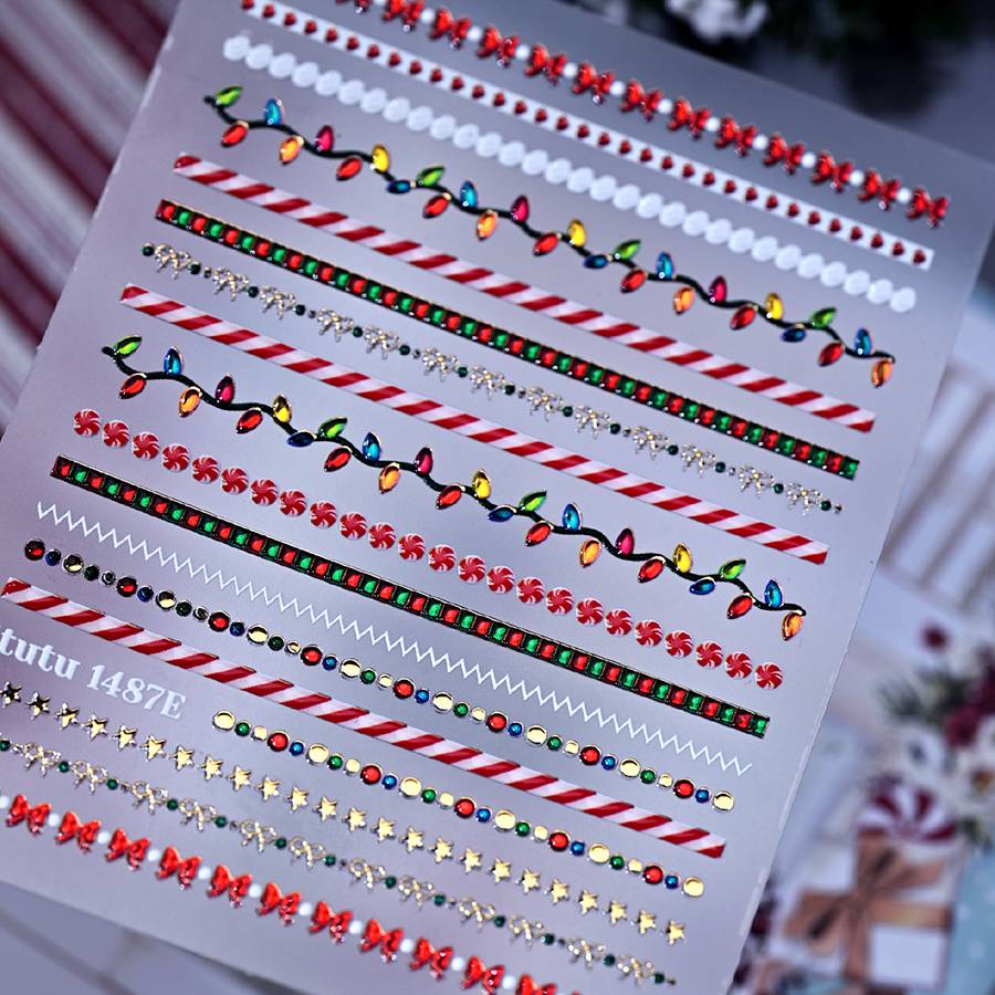 itu-1487e christmas ring embossed long nail stickers