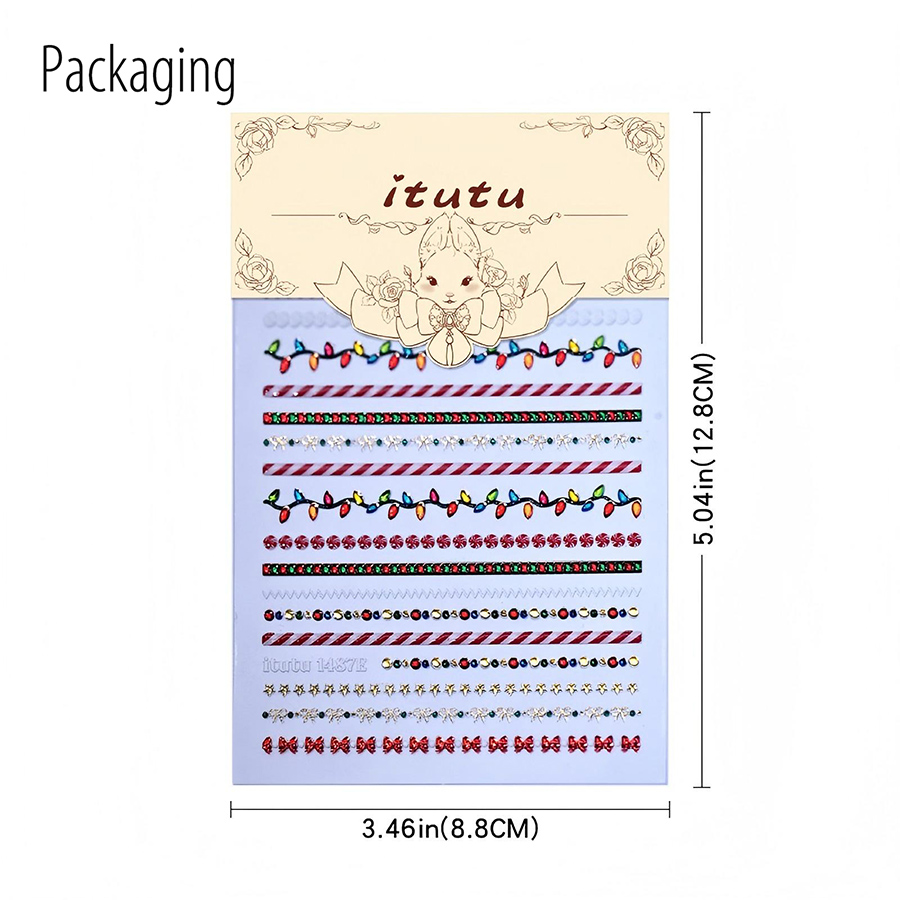 itu-1487e christmas ring embossed long nail stickers