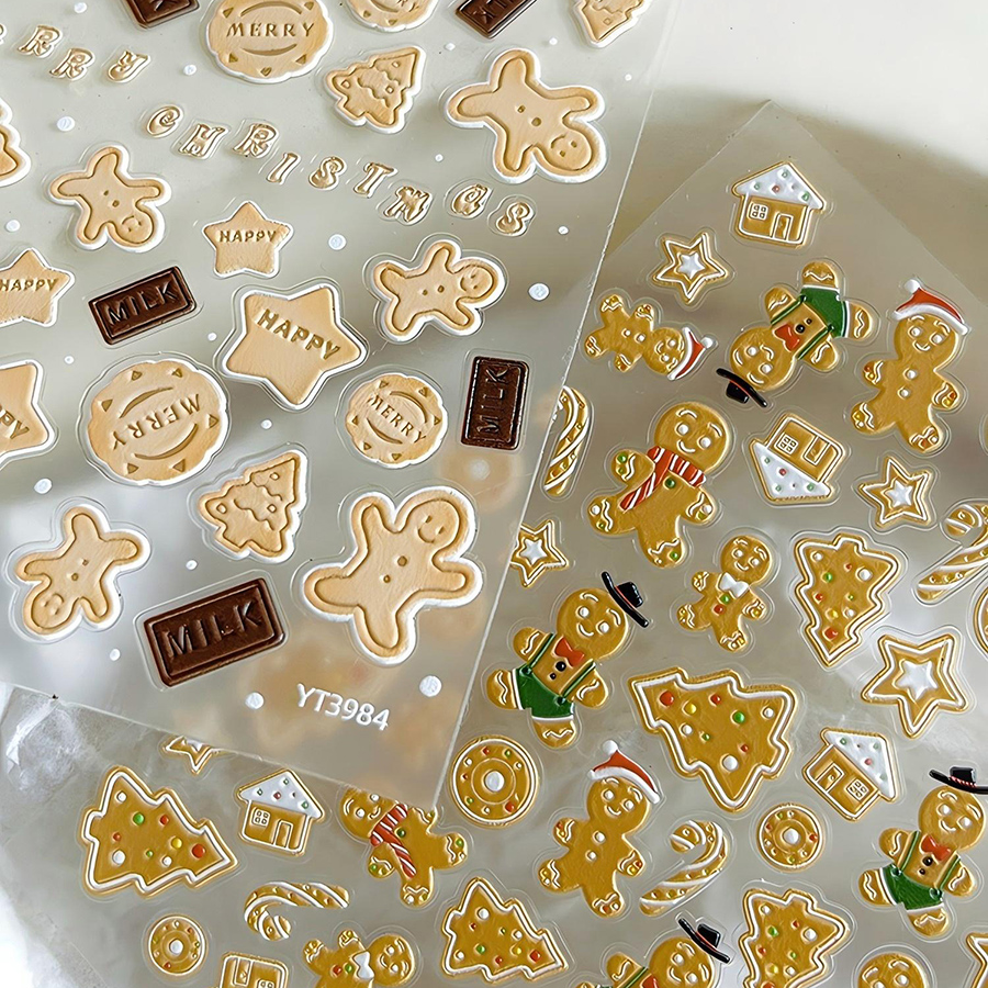 yt3983/3984 christmas gingerbread man nail art stickers