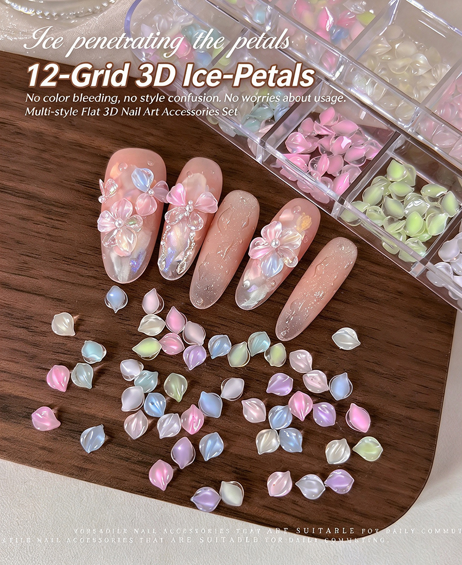 d309 12 grids transparent flower nail charms