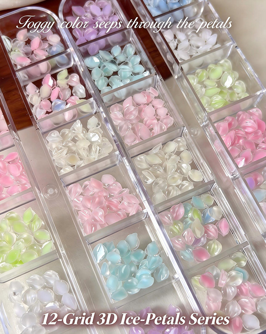 d309 12 grids transparent flower nail charms