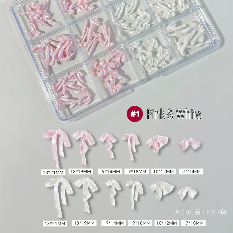 d310 12 grids satin bow nail charms