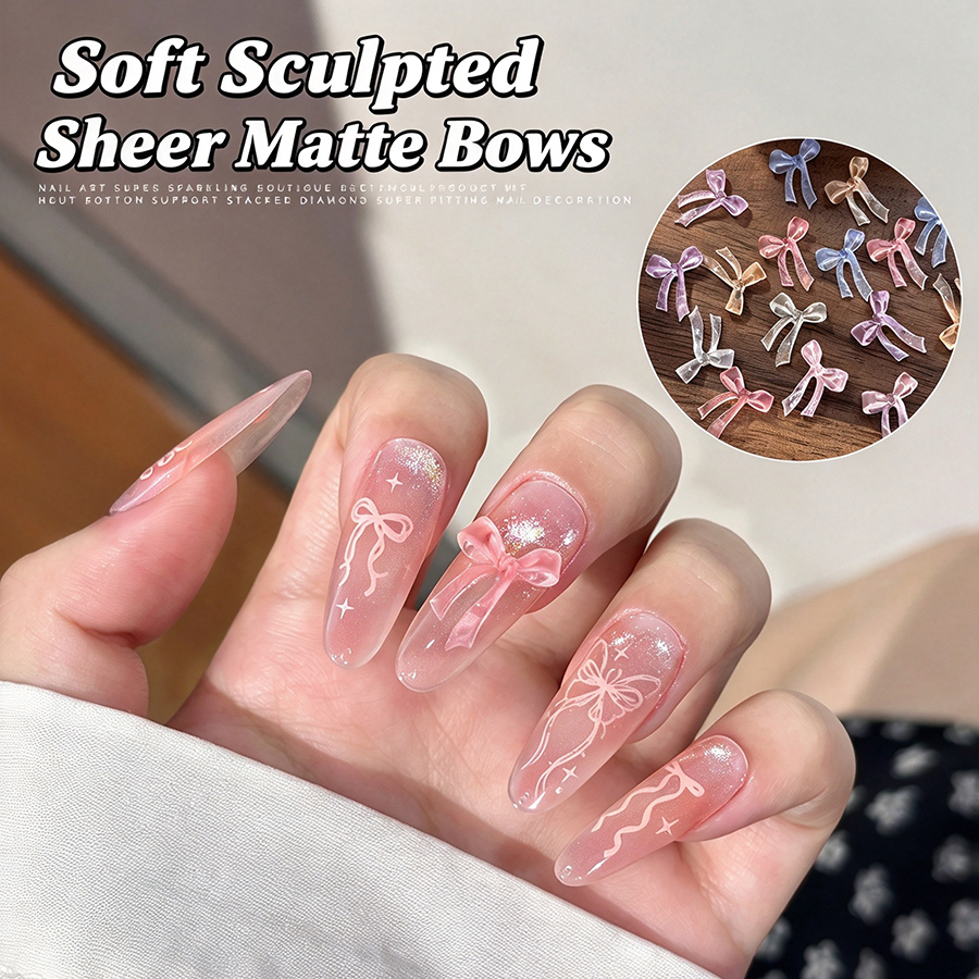 d311 soft sculpt matte bow nail charms