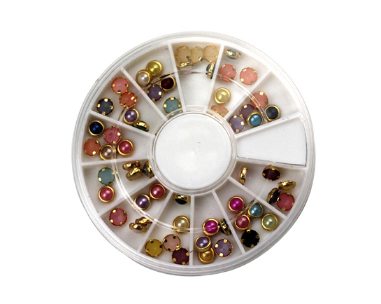 rnap-31 3mm nail art pearl with gold ring
