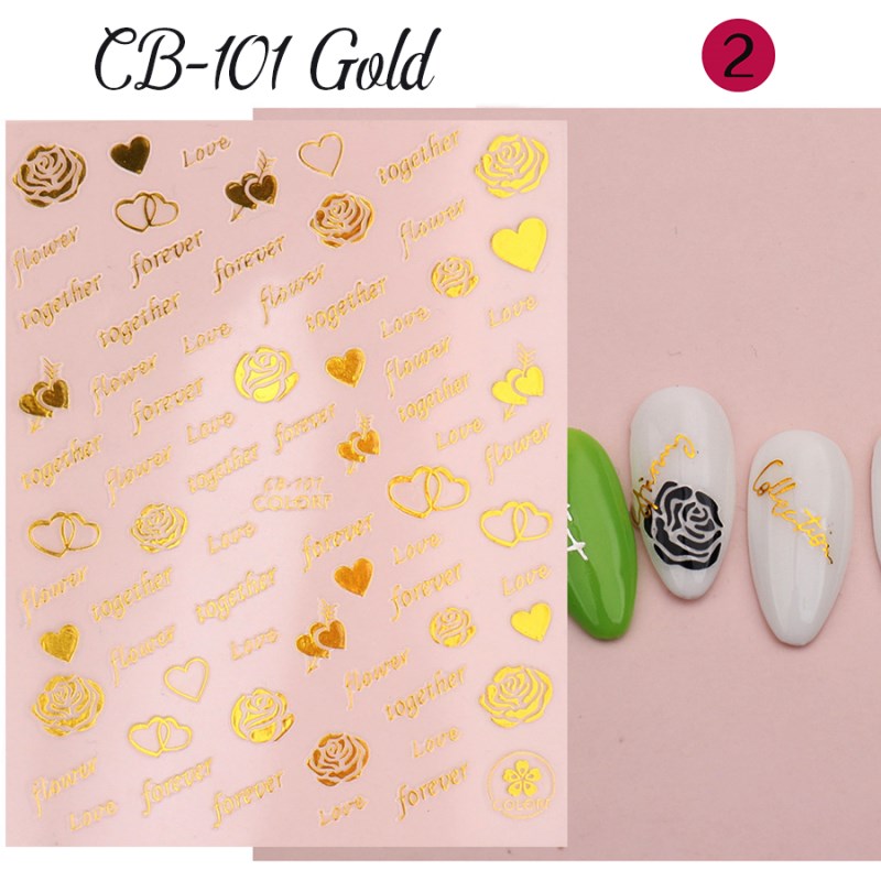 rose&letter nail sticker