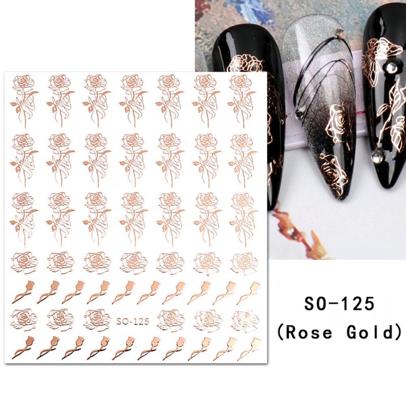 so-124-129 rose gold hot stamping nail sticker