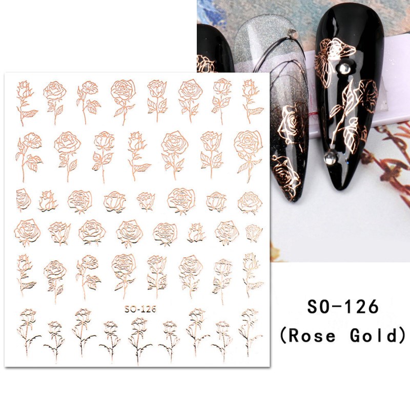 so-124-129 rose gold hot stamping nail sticker