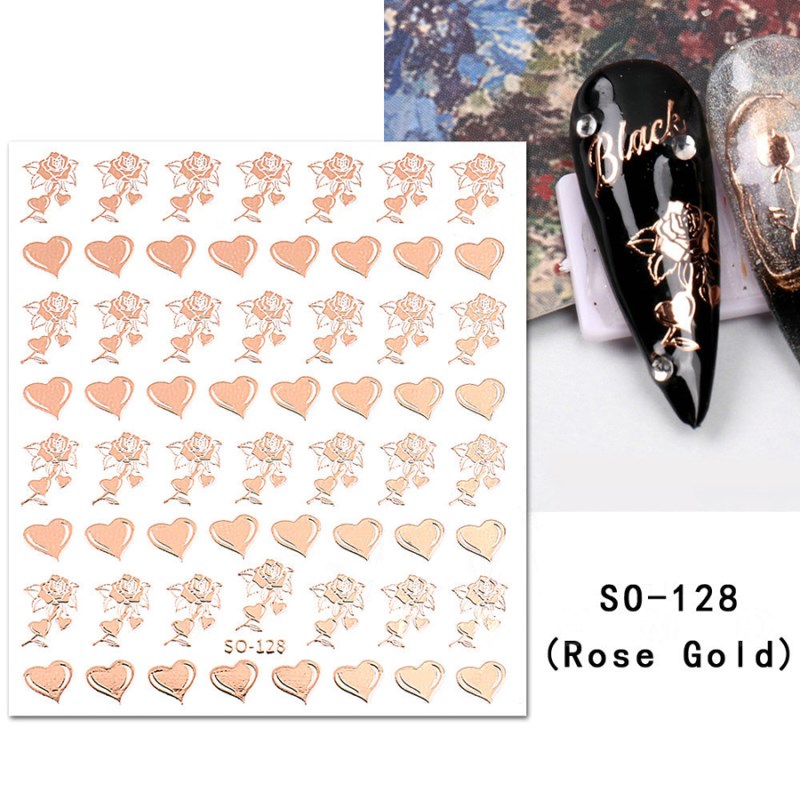 so-124-129 rose gold hot stamping nail sticker