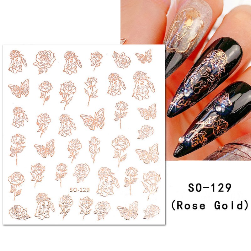 so-124-129 rose gold hot stamping nail sticker