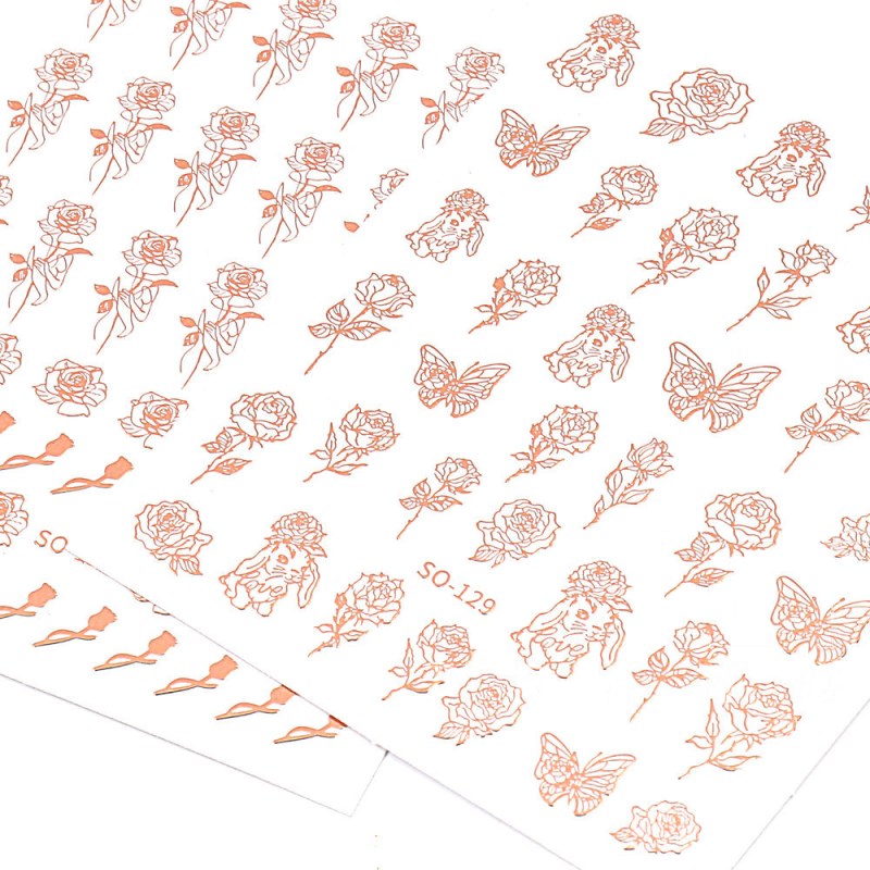 so-124-129 rose gold hot stamping nail sticker
