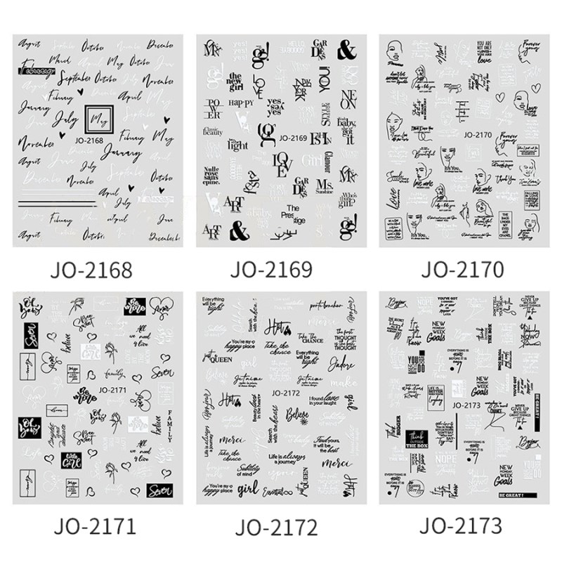 JO-2168-2173 Letters & Graffiti & Geometric Line Nail Sticker