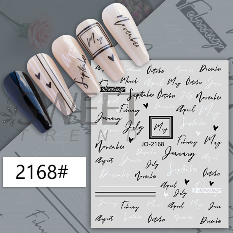 jo-2168-2173 letters & graffiti & geometric line nail sticker
