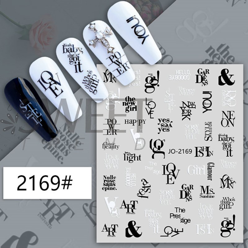jo-2168-2173 letters & graffiti & geometric line nail sticker