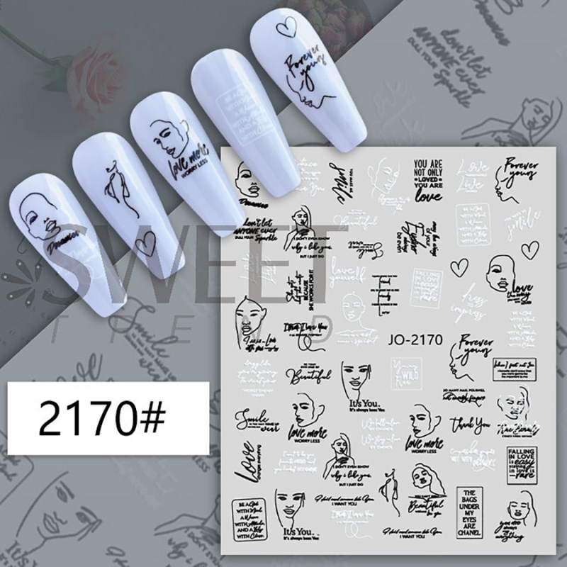 jo-2168-2173 letters & graffiti & geometric line nail sticker