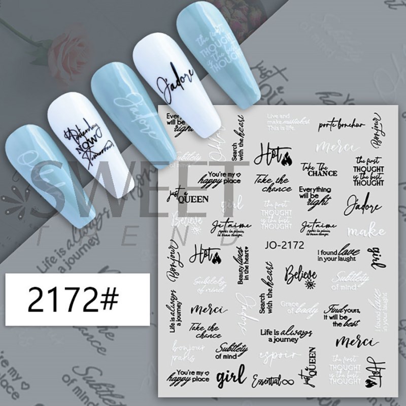 jo-2168-2173 letters & graffiti & geometric line nail sticker