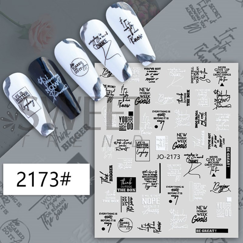 jo-2168-2173 letters & graffiti & geometric line nail sticker