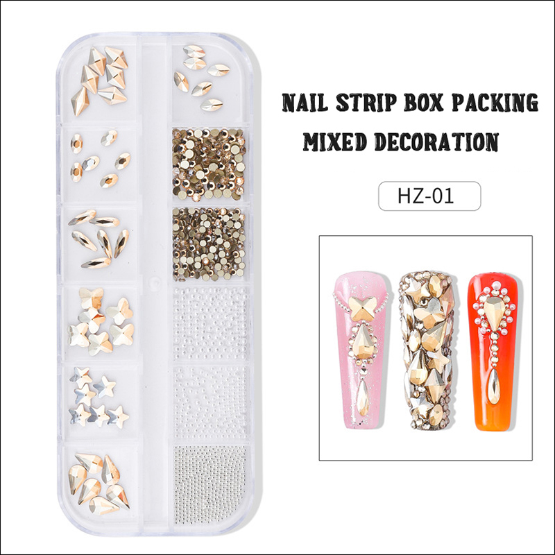 d268 flat bottom shaped diamond box packing nail decoration