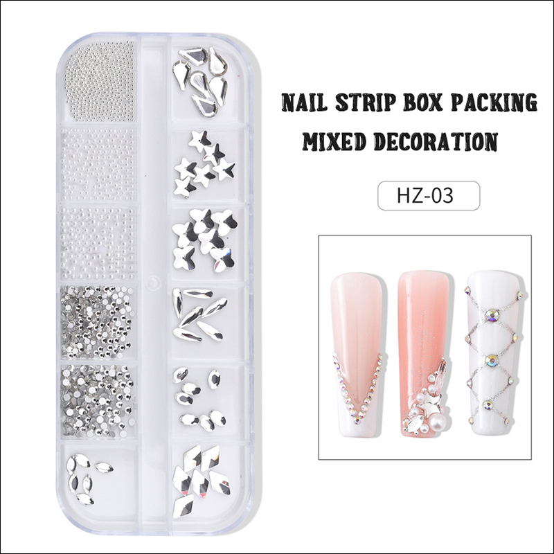d268 flat bottom shaped diamond box packing nail decoration