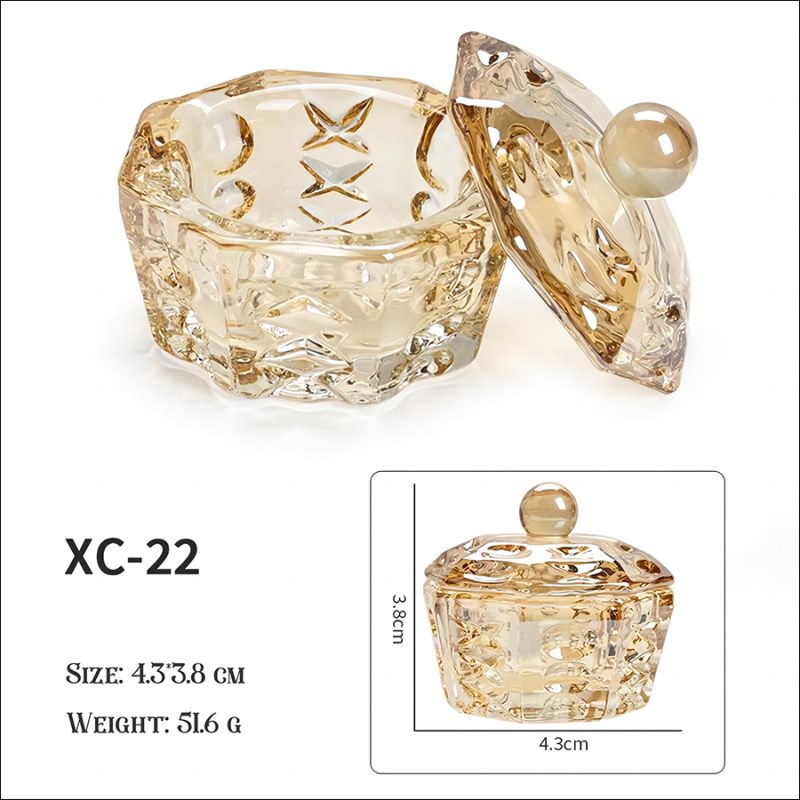 rnt-791 nail amber champagne glass crystal dish