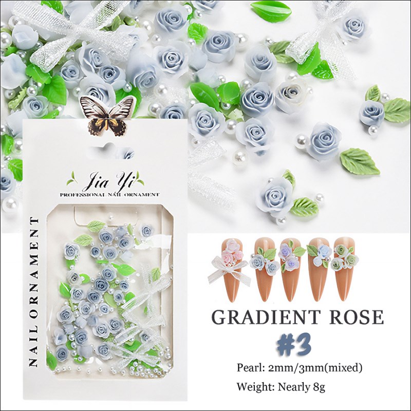 d270 nail art 3d rose jewelry