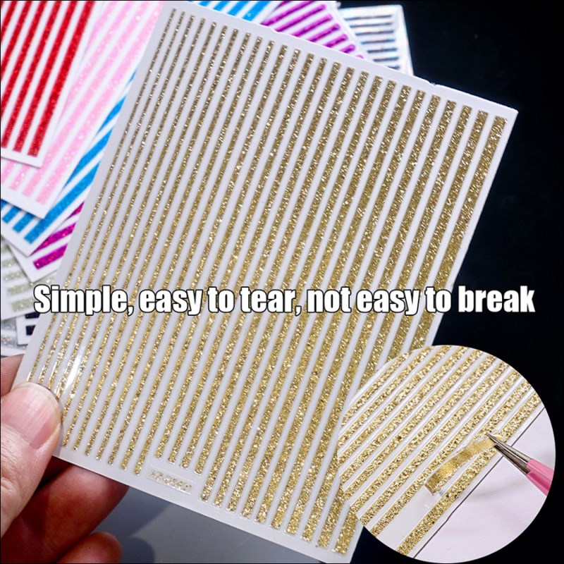 d5401 8-color glitter stripe nail art stickers