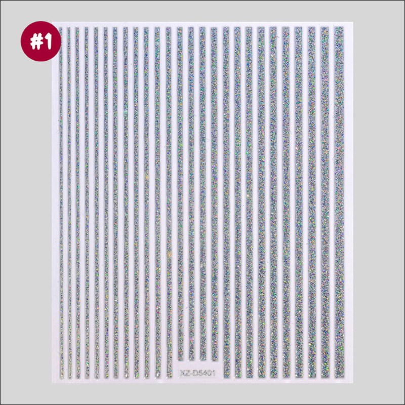 d5401 8-color glitter stripe nail art stickers