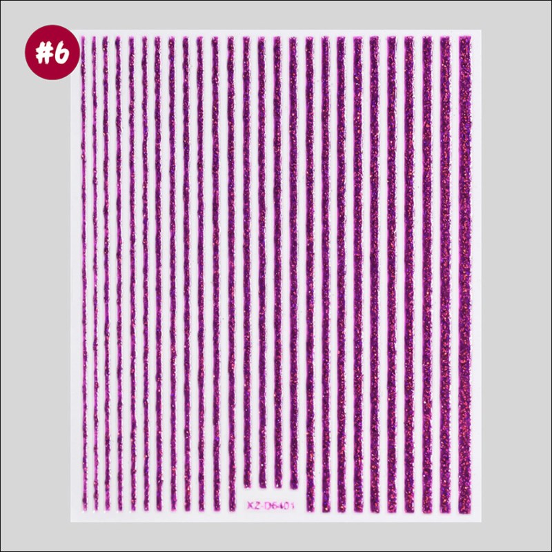 d5401 8-color glitter stripe nail art stickers