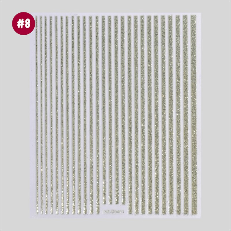 d5401 8-color glitter stripe nail art stickers