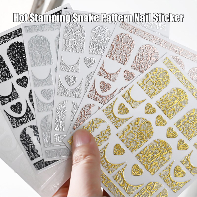 d6001 6-color gold-foiled snake print nail art decal