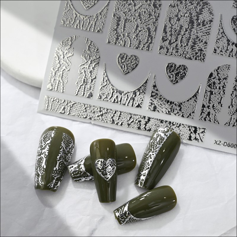 d6001 6-color gold-foiled snake print nail art decal