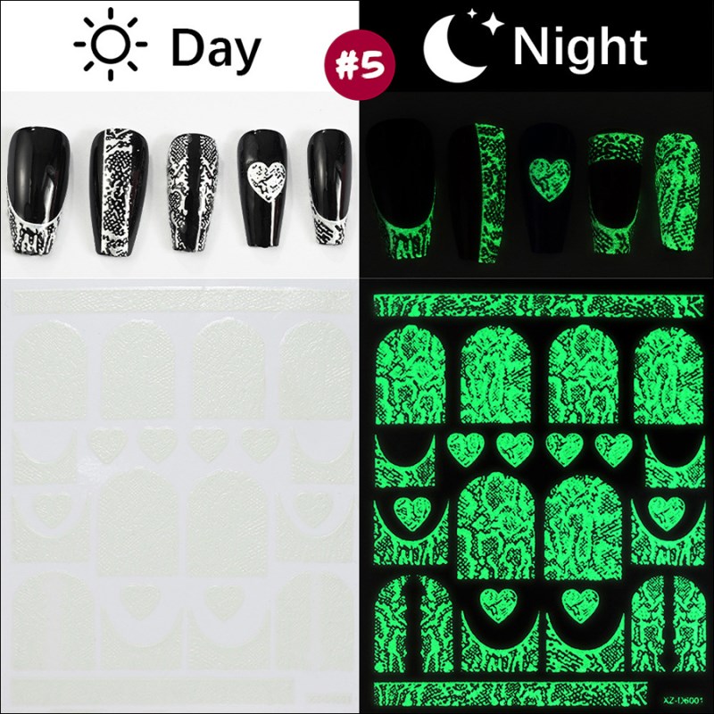 d6001 6-color gold-foiled snake print nail art decal