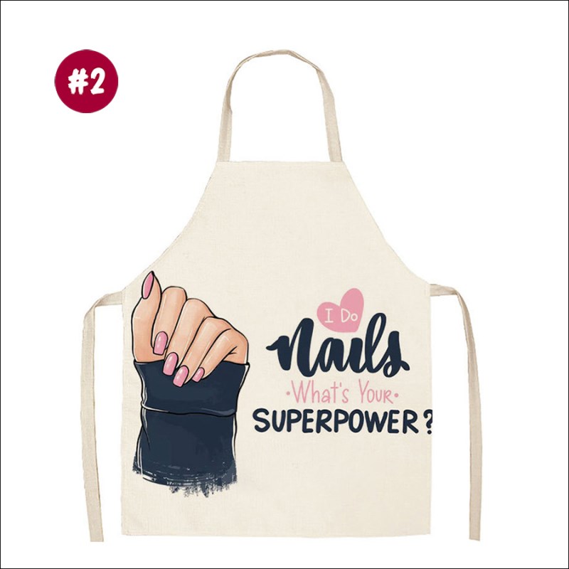 rnt-828 printed linen nail salon apron