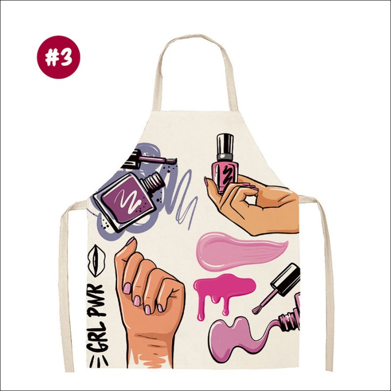 rnt-828 printed linen nail salon apron