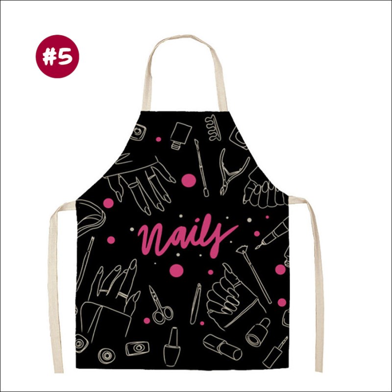 rnt-828 printed linen nail salon apron
