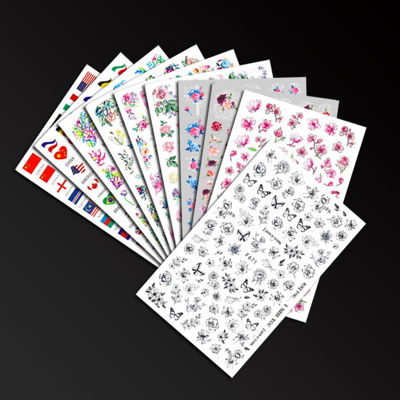 F662-671 National flag/Flower nail sticker