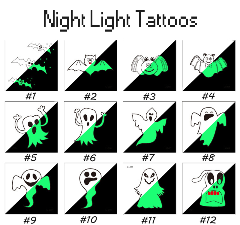 h-015 halloween fluorescent body tattoo