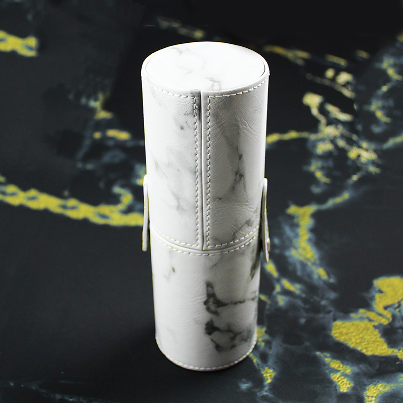 marble leather round brush holder
