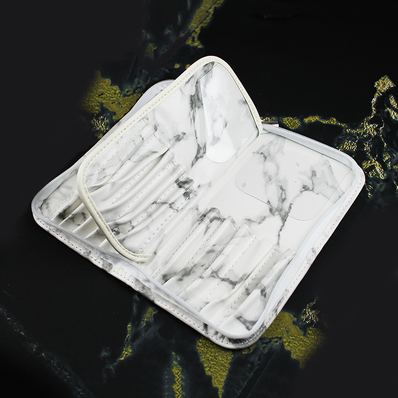 marble leather brush bag