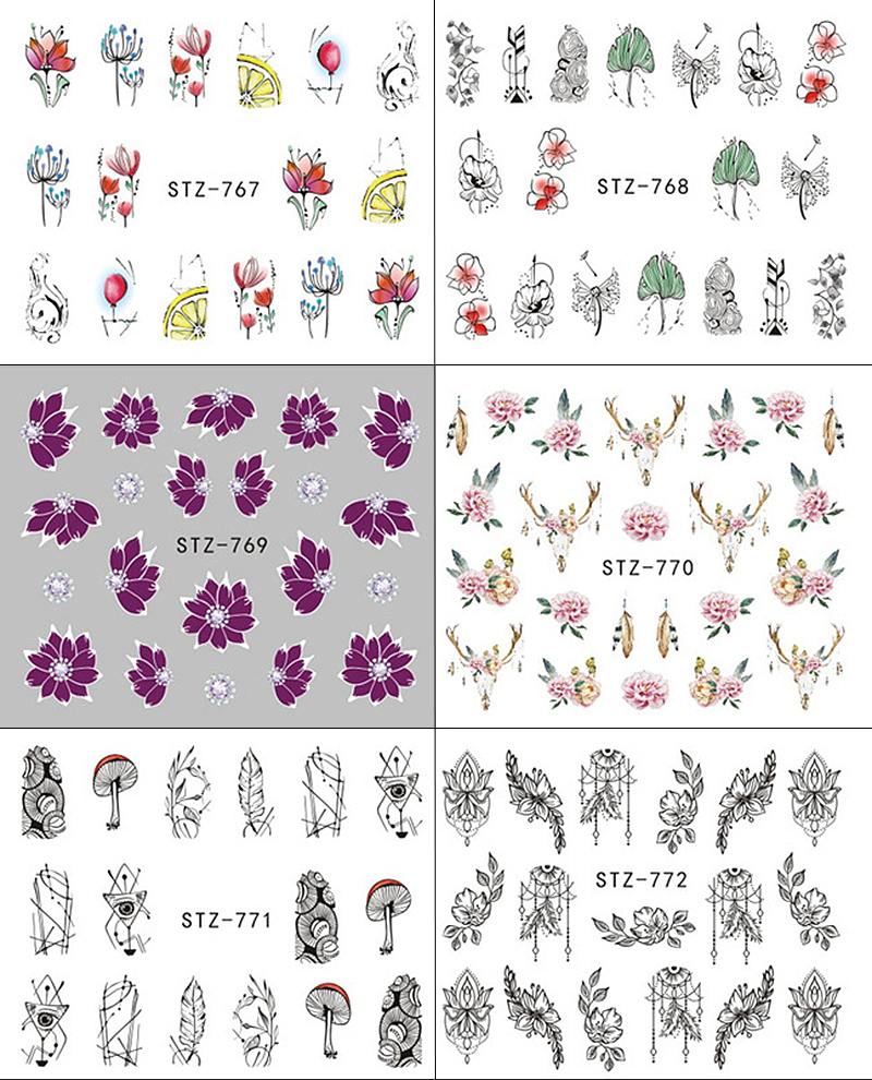 stz766-778 brief theme nail tattoo